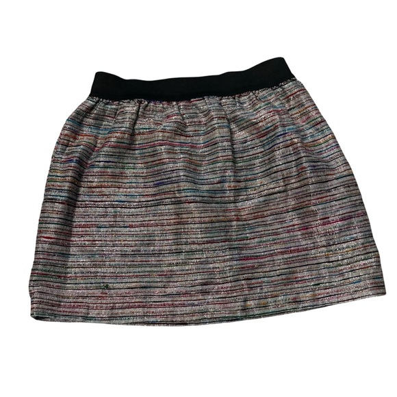 EIGHT SIXTY Metallic Holiday Party Silk Blend Mini Skirt - Picture 6 of 14